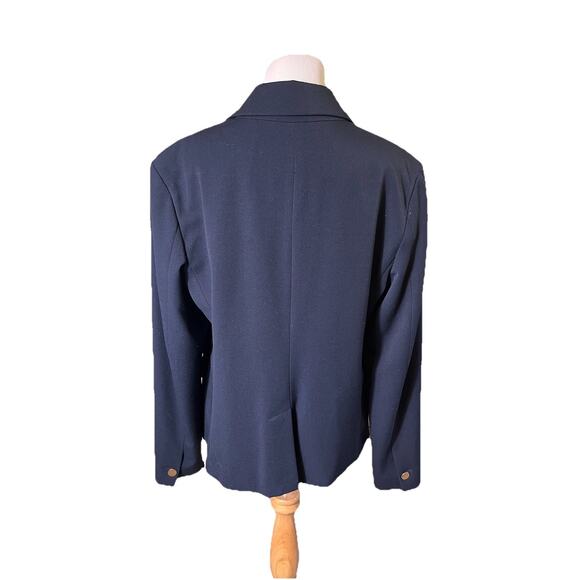 A New Day Navy Blue Double Breasted Blazer Sz 16 Gold Button Workwear Stretch - Picture 3 of 10